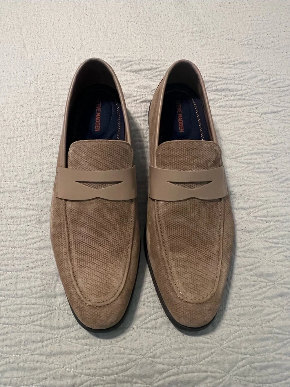 Steve Madden Men's Taupe Suede Penny Loafers